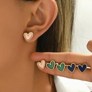 Gold heart stud style earrings - Various colours